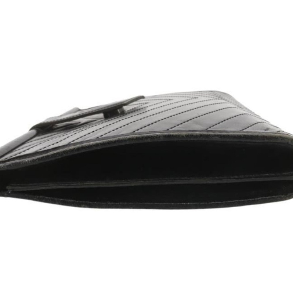 YSL Black Chevron Leather Clutch - Picture 4 of 5